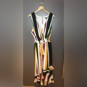 Lane Bryant Striped Wrap Maxi Dress, White Black Plus Size 20 New w/Tag